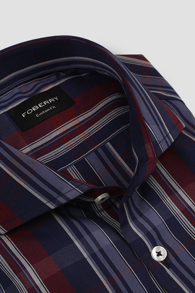 Blue & Red Barcode Stripes Shirt
