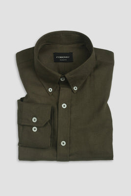 Olive Green Brushed Winter Flannel Shirt - Foberry USA