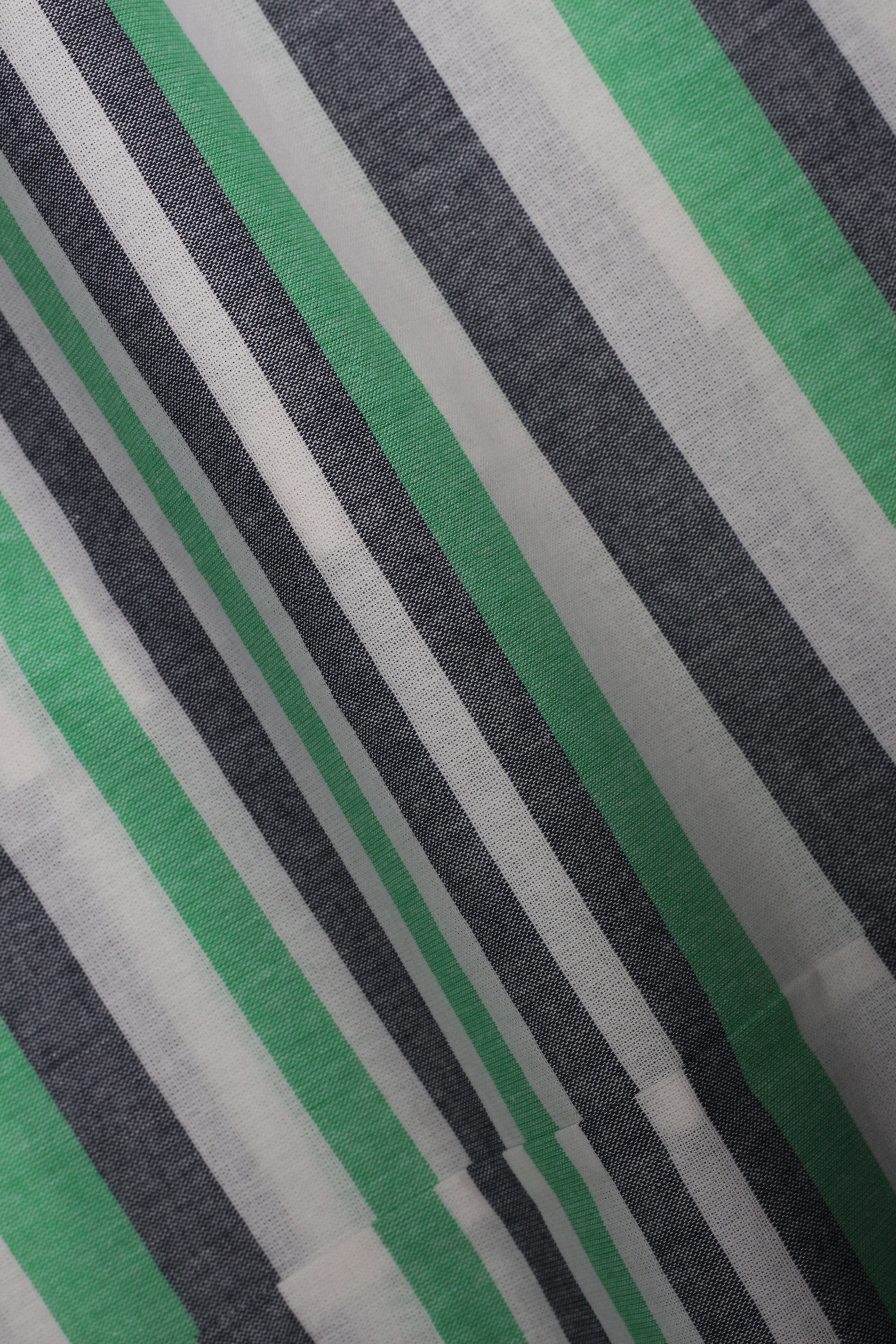 Green Horizontal Striped Linen Shirt - Foberry USA
