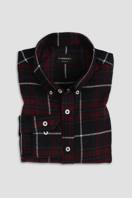 Maroon Blue Tartan Winter Flannel Shirt - Foberry USA
