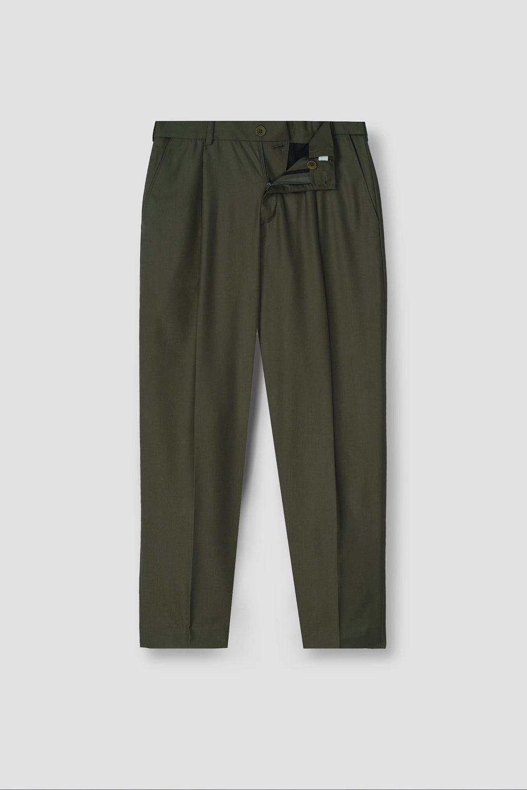 Olive Green Tropical Wool Blended Dress Pant