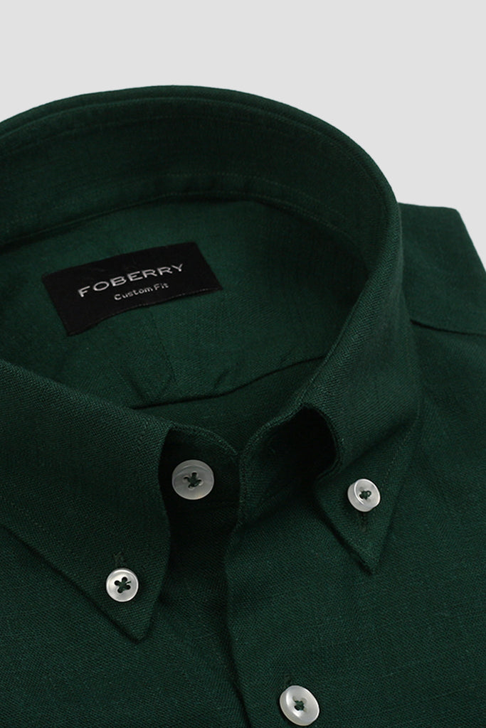 Bottle Green Italian Linen Shirt