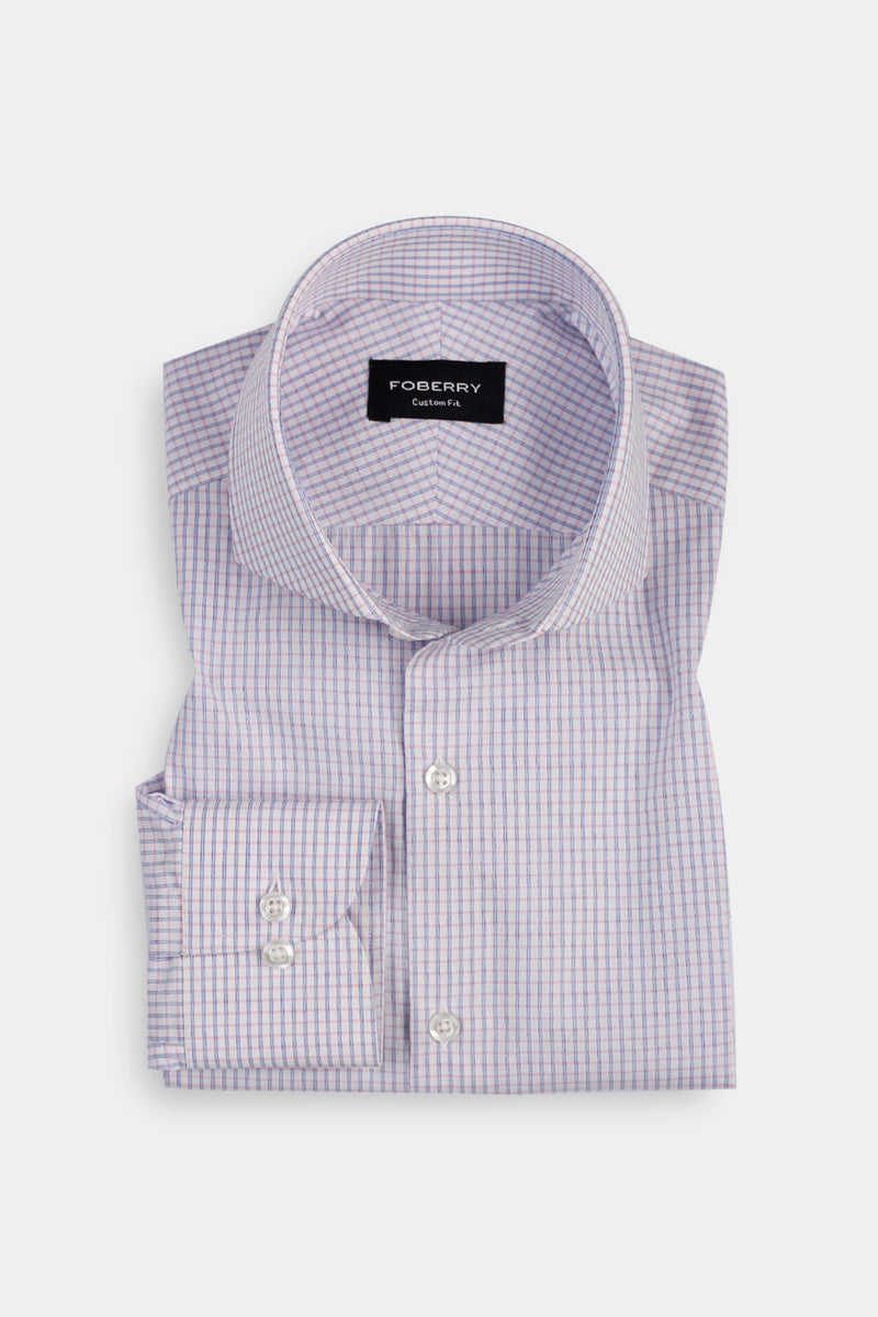 Pink Blue Tattersall Check Shirt