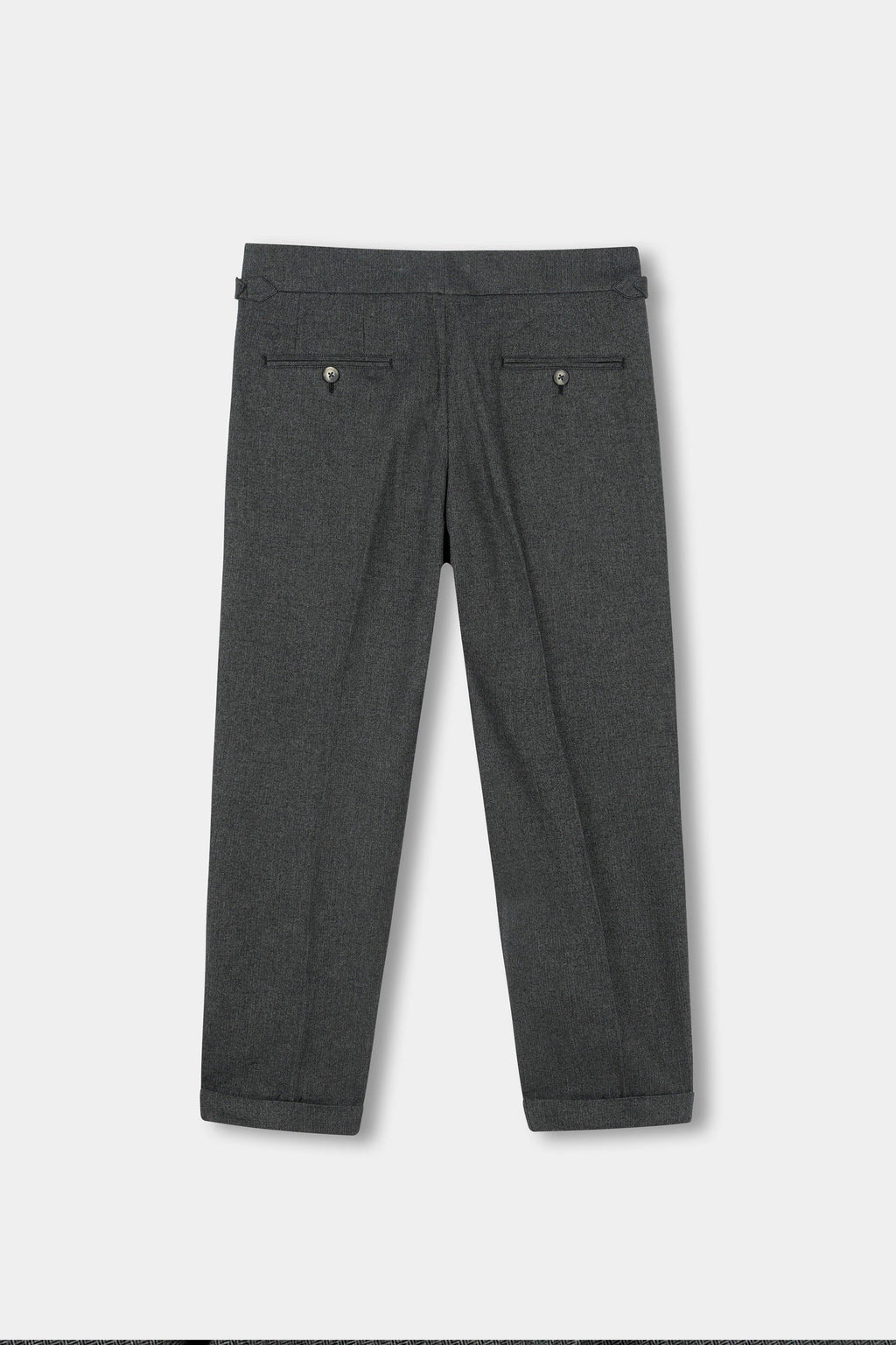 Grey Herringbone Flannel Gurkha Trousers