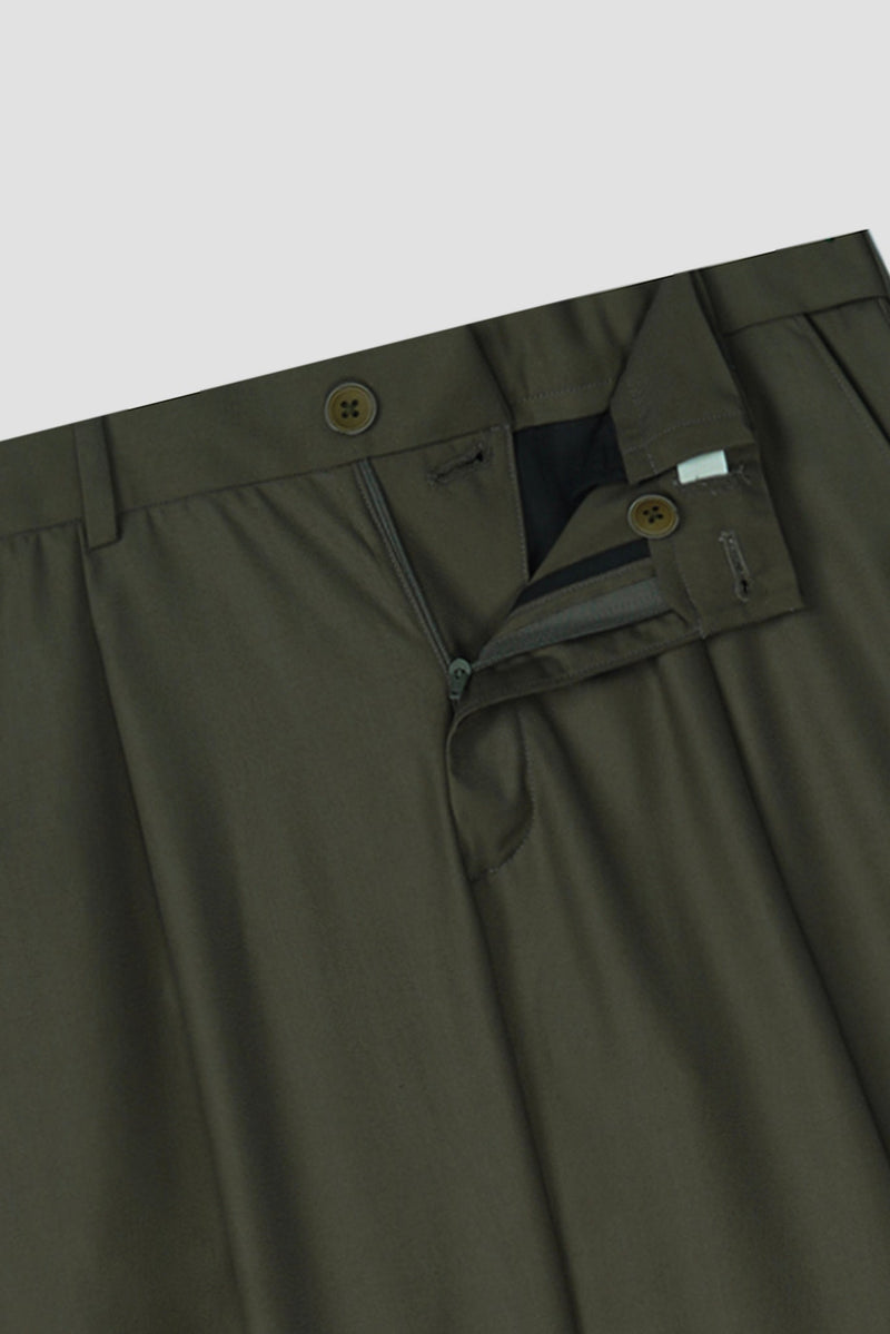 Olive Green Tropical Wool Blended Dress Pant