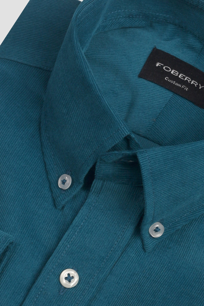 Soft Teal Blue Corduroy Shirt