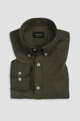 Olive Green Brushed Winter Flannel Shirt - Foberry USA