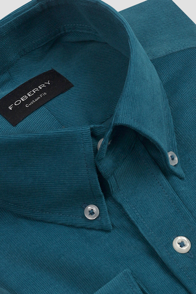 Soft Teal Blue Corduroy Shirt