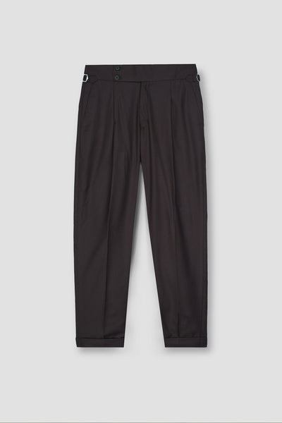 Chocolate Brown Tropical Wool Blended Dress Pant