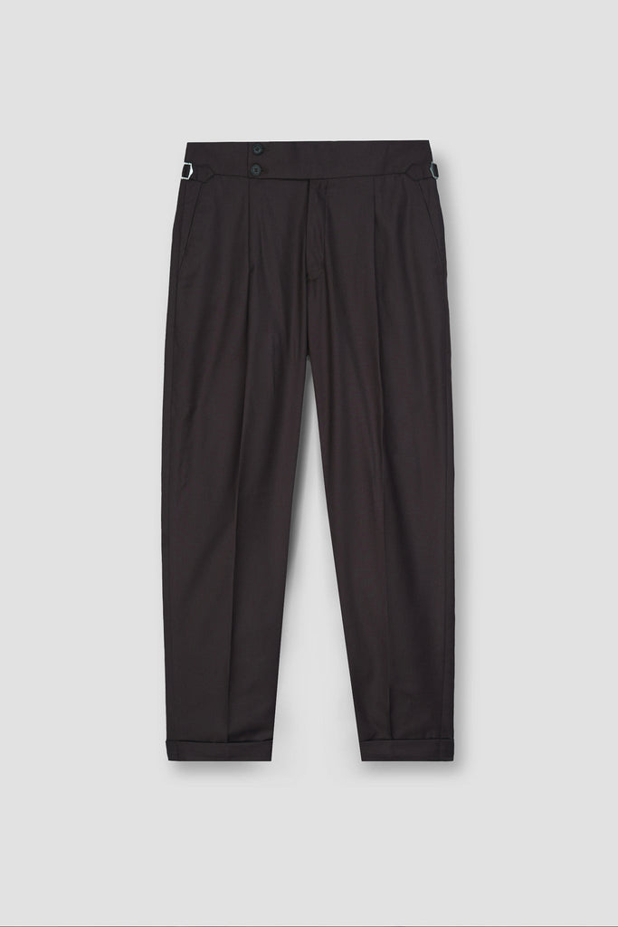 Chocolate Brown Tropical Wool Blended Dress Pant