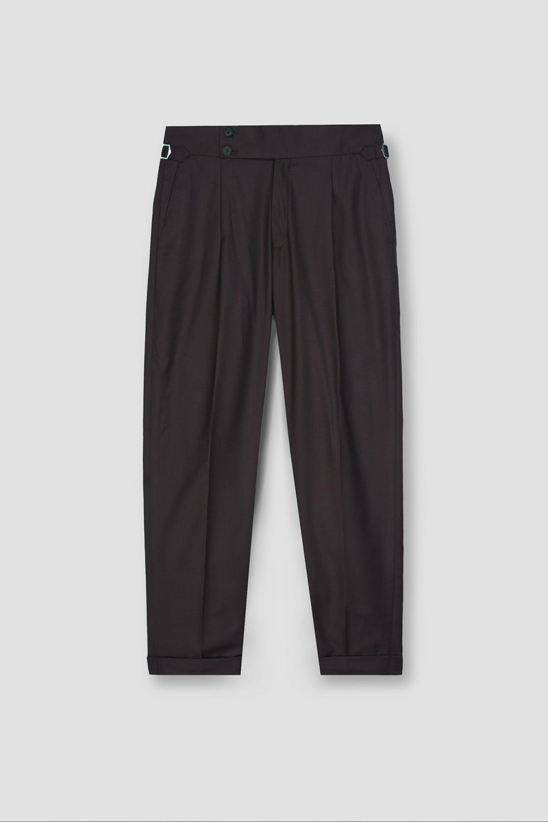 Chocolate Brown Tropical Wool Blended Dress Pant