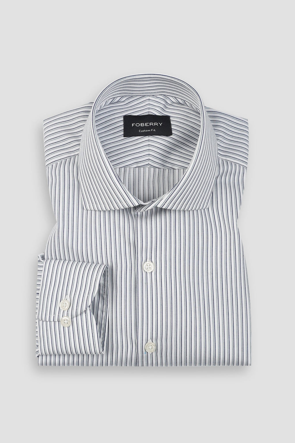 Midnight Blue With Green Parallel Striped Shirt