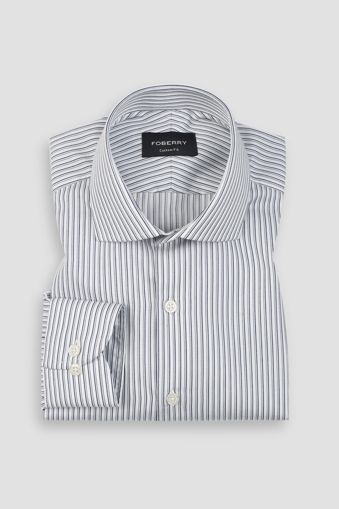 Midnight Blue With Green Parallel Striped Shirt