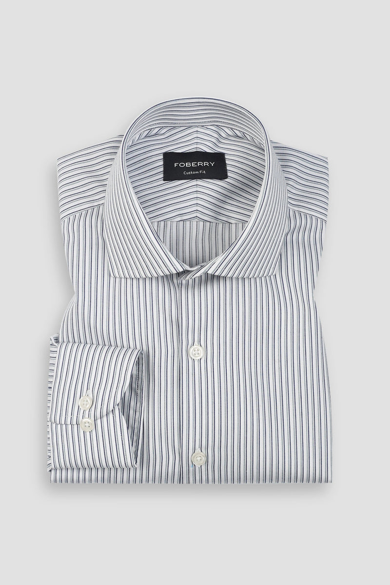Midnight Blue With Green Parallel Striped Shirt