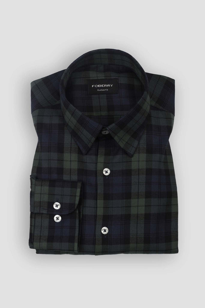 Dark Forrest Green Tartan Winter Flannel Shirt