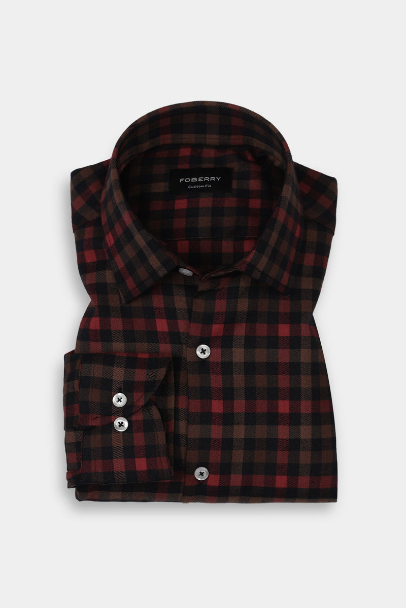 Black & Mustard Buffalo Check Winter Flannel Shirt