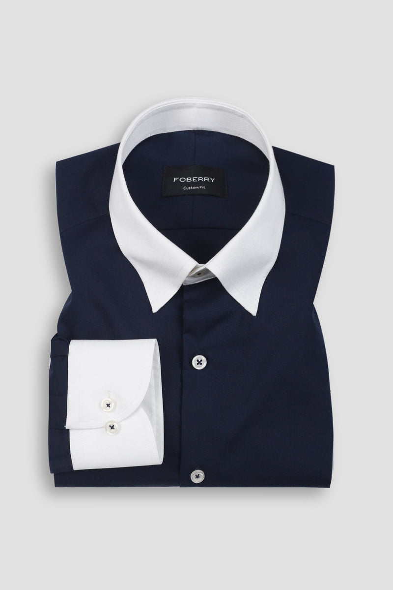 Dark Navy Blue Egyptian Shirt - Hidden Button Down Shirt | Premium Men's Dress Shirt in USA