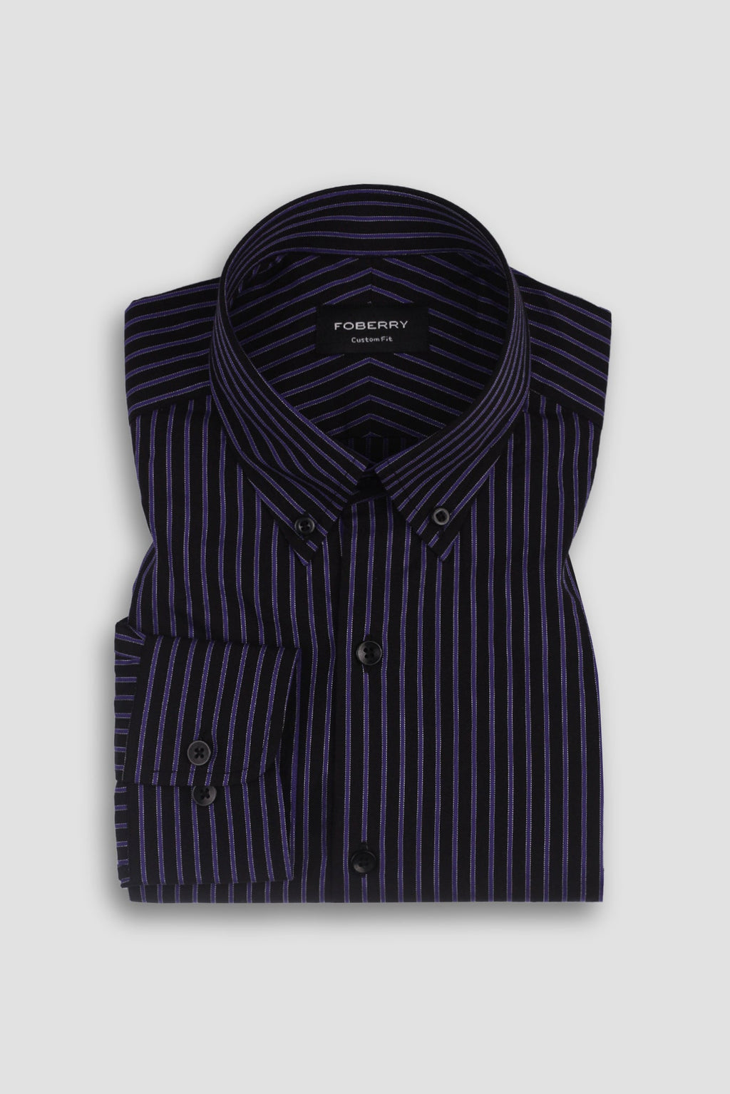 Electric Purple Twill Striped Shirt