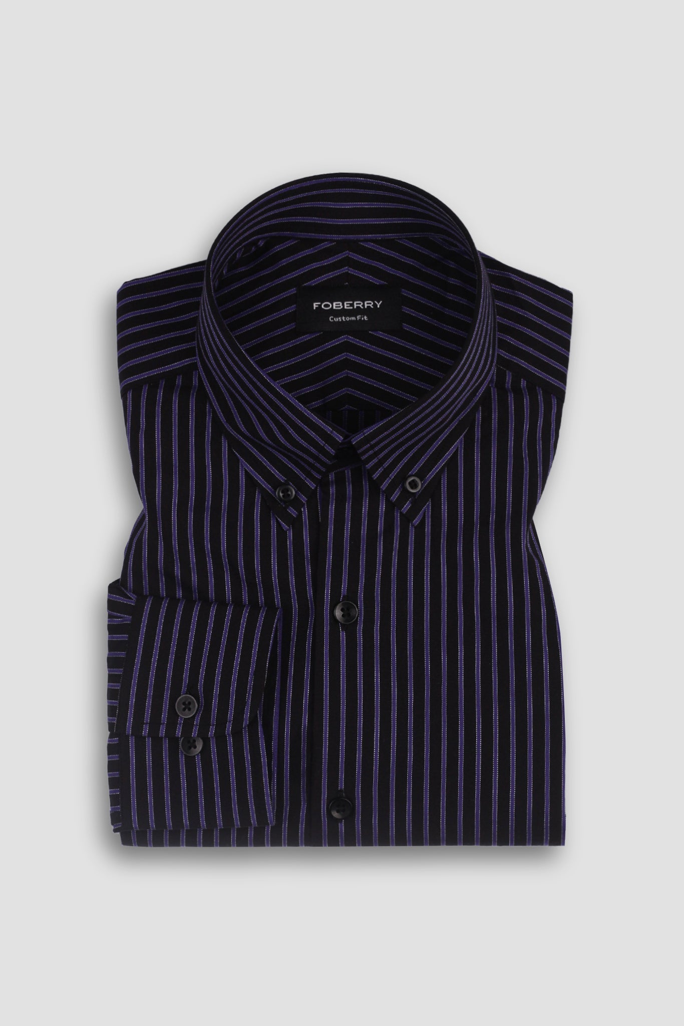 Electric Purple Twill Striped Shirt