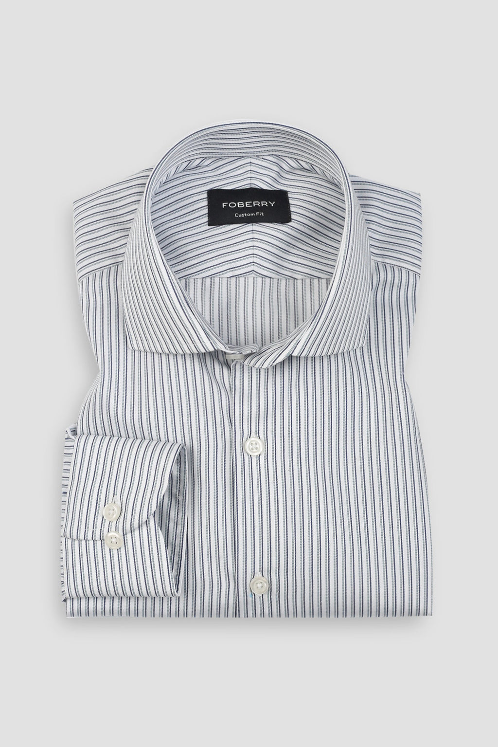 Midnight Blue With Green Parallel Striped Shirt