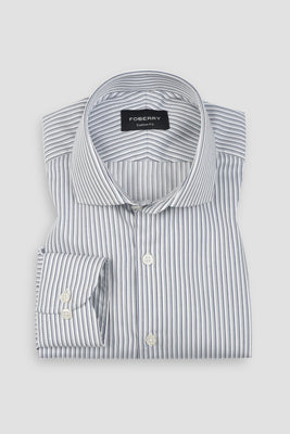 Midnight Blue With Green Parallel Striped Shirt