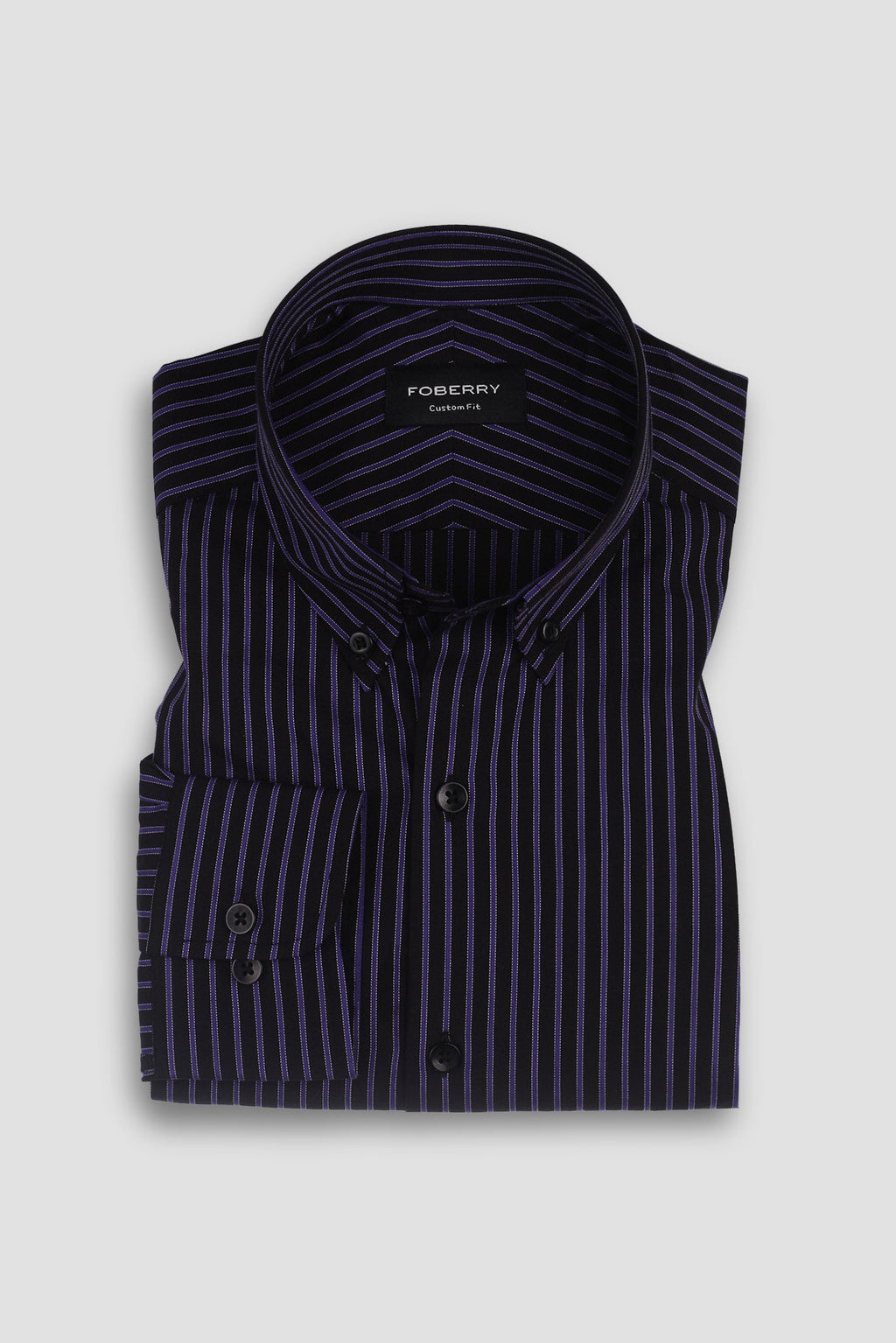 Electric Purple Twill Striped Shirt