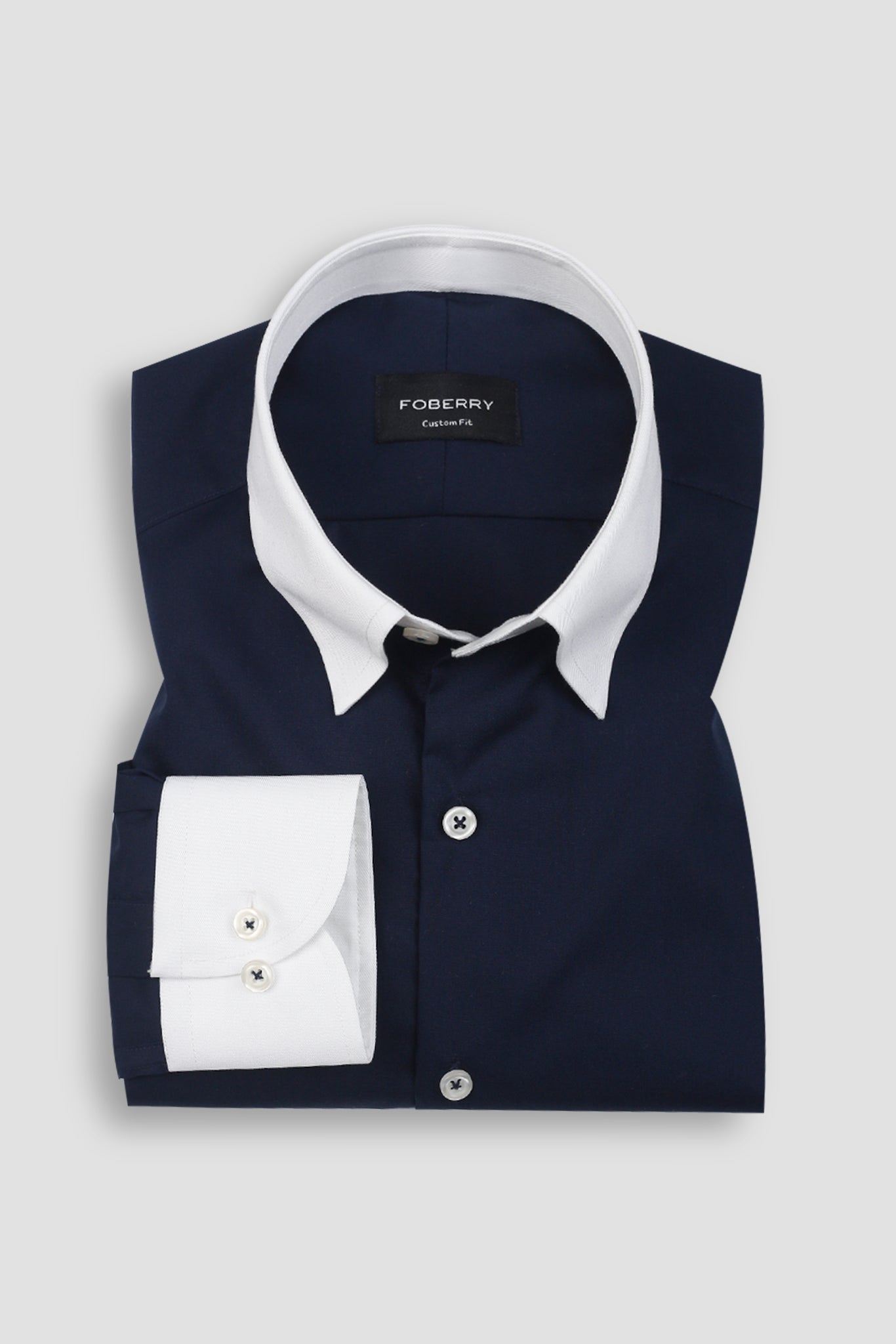 Dark Navy Blue Egyptian Shirt - Hidden Button Down Shirt | Premium Men's Dress Shirt in USA