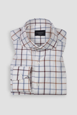 White Multi Windowpane Check Shirt