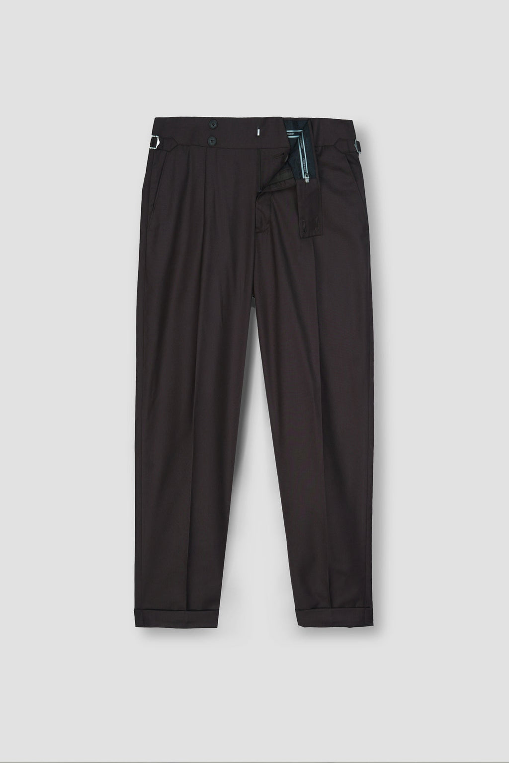 Chocolate Brown Tropical Wool Blended Dress Pant