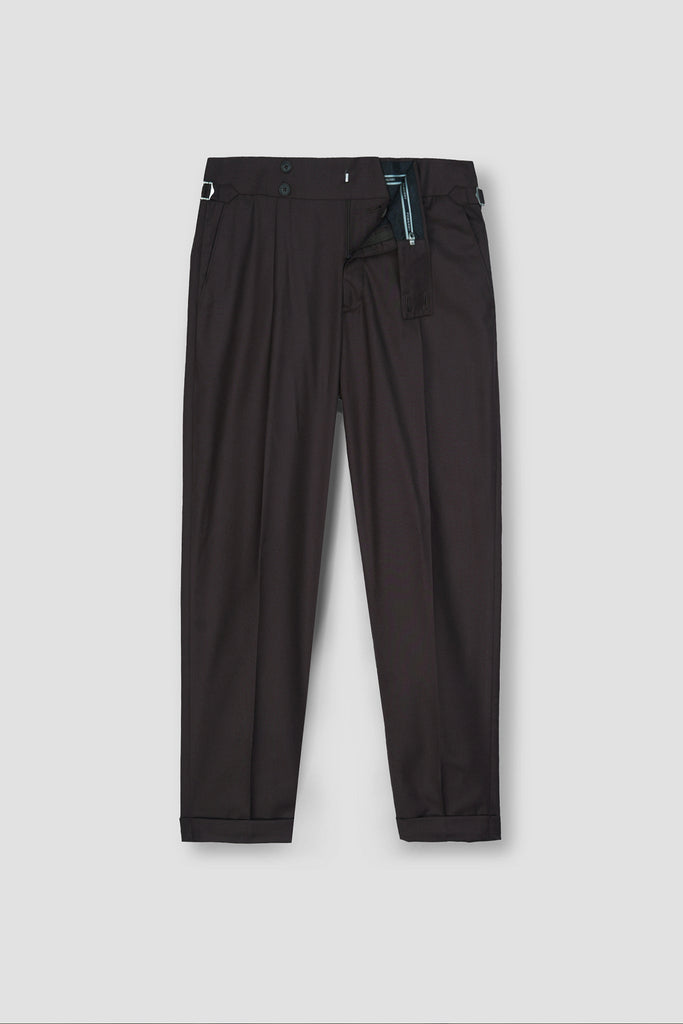 Chocolate Brown Tropical Wool Blended Dress Pant