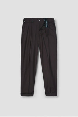 Chocolate Brown Tropical Wool Blended Dress Pant