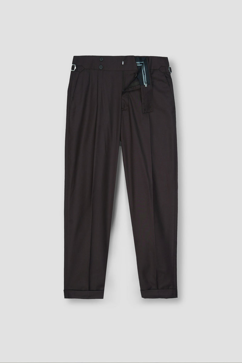 Chocolate Brown Tropical Wool Blended Dress Pant