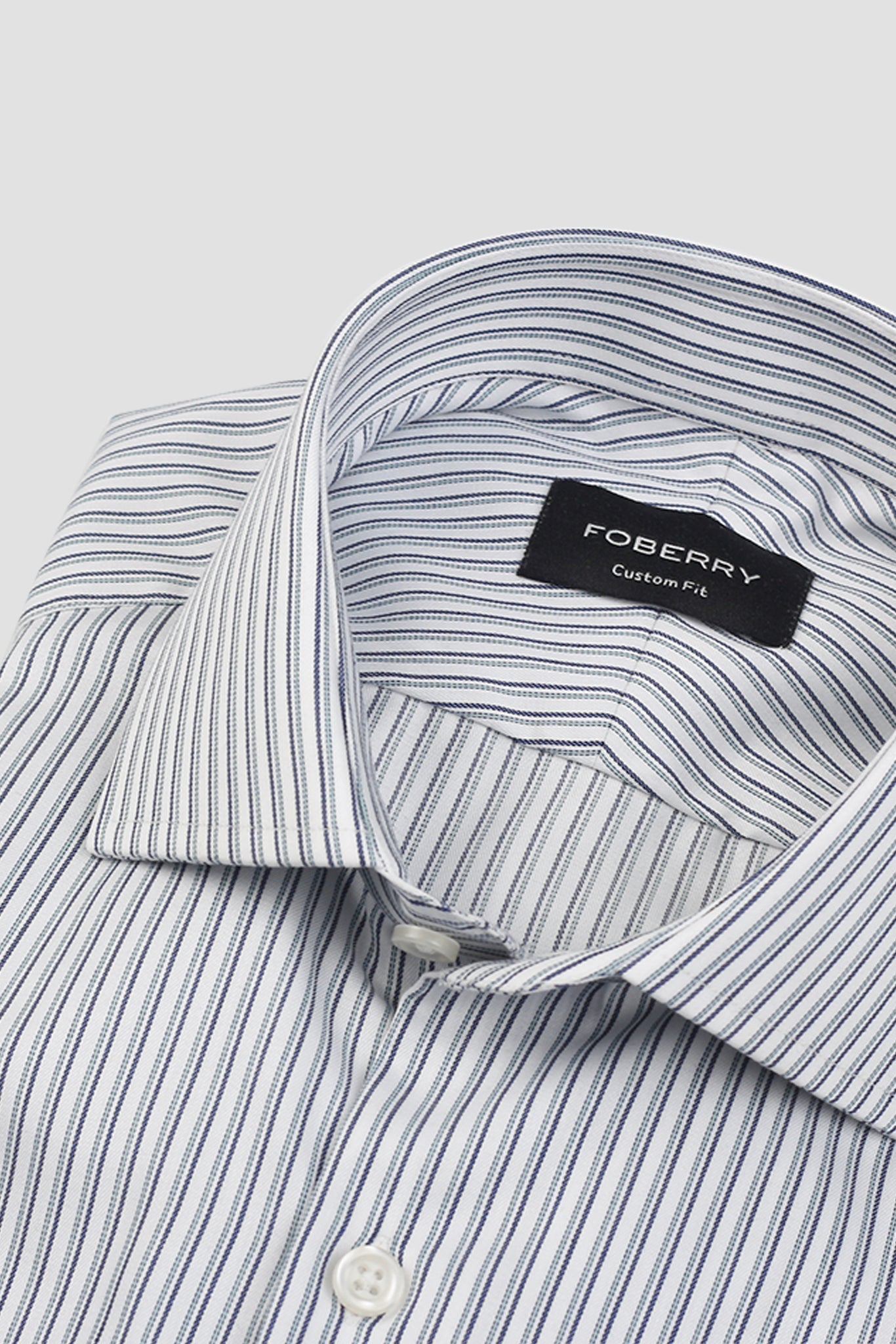 Midnight Blue With Green Parallel Striped Shirt