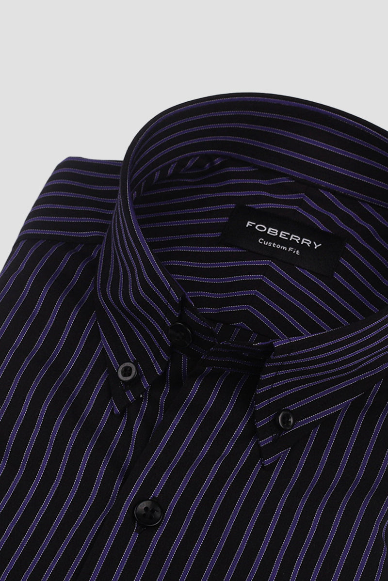 Electric Purple Twill Striped Shirt