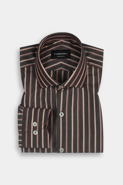 Multi Brown Balanced Striped Shirt