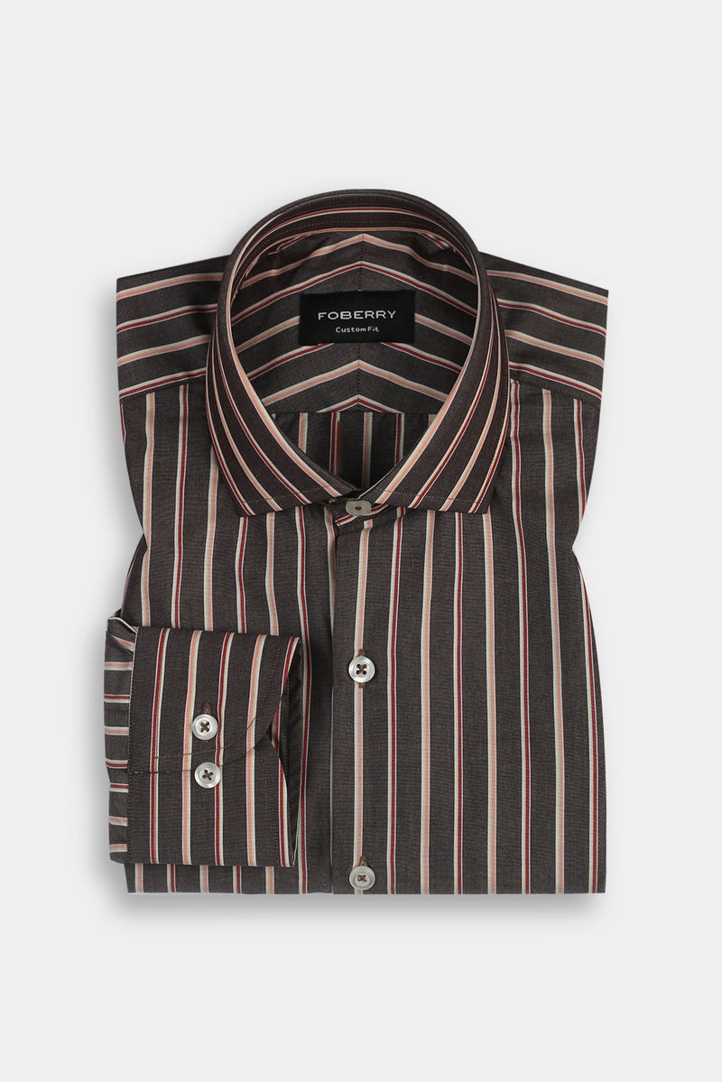 Multi Brown Balanced Striped Shirt