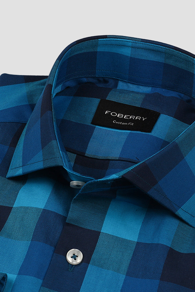 Dual Blue Grid Check Shirt