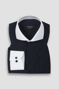 Blue And Black Hairline Striped Shirt