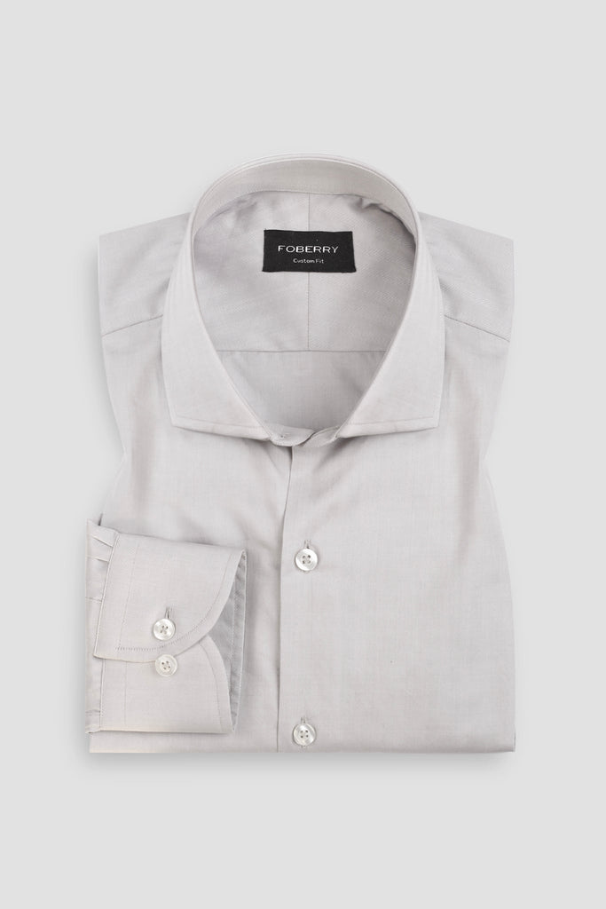 Light Grey Twill Striped Shirt