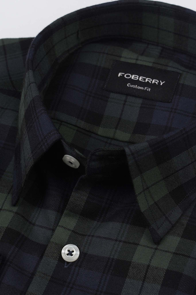 Dark Forrest Green Tartan Winter Flannel Shirt