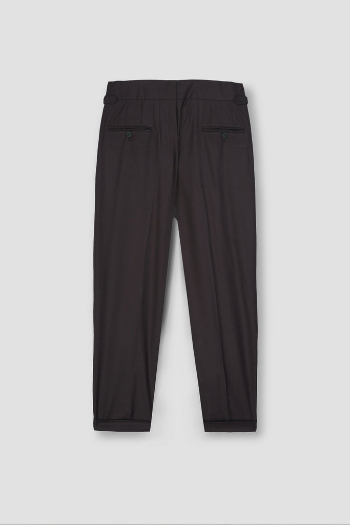 Chocolate Brown Tropical Wool Blended Dress Pant