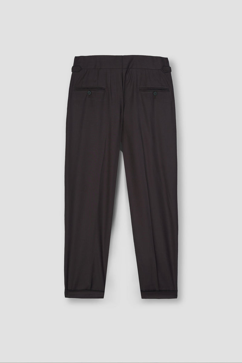 Chocolate Brown Tropical Wool Blended Dress Pant