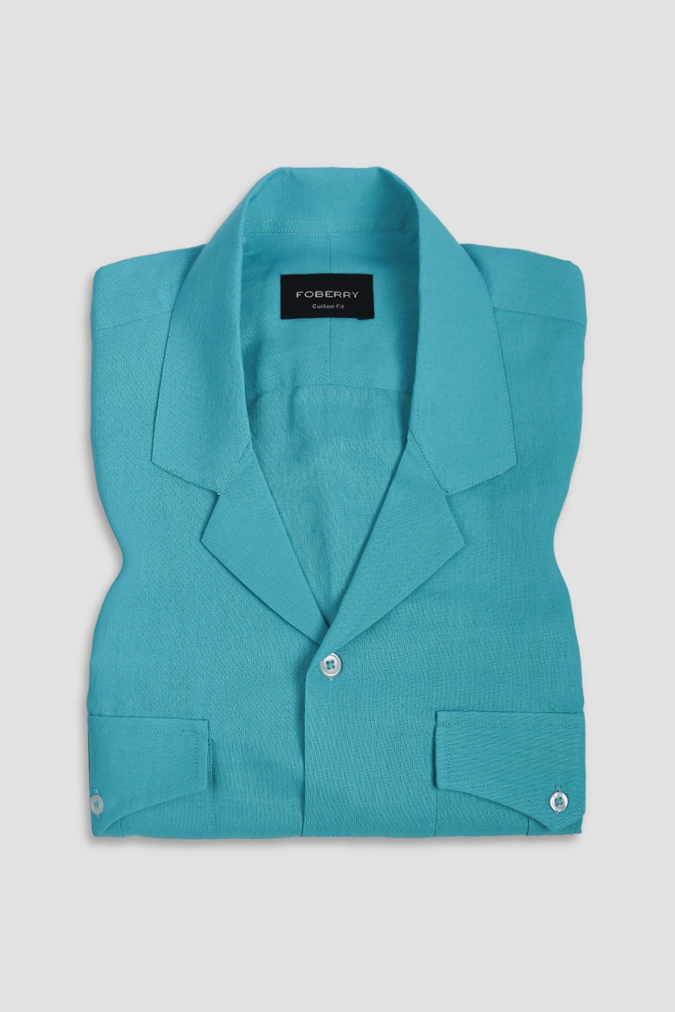 Turquoise Italian Linen - Safari Shirt