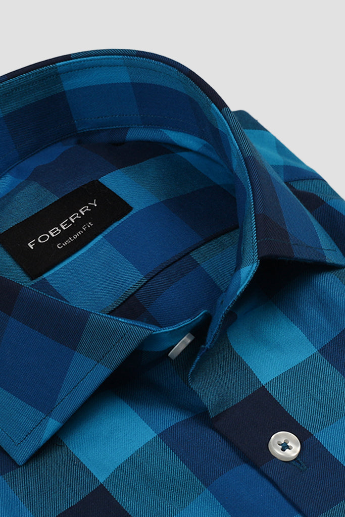 Dual Blue Grid Check Shirt