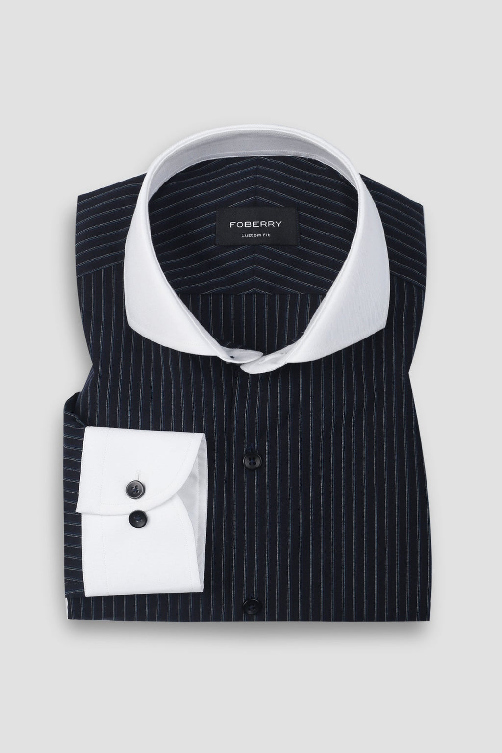 Blue And Black Hairline Striped Shirt