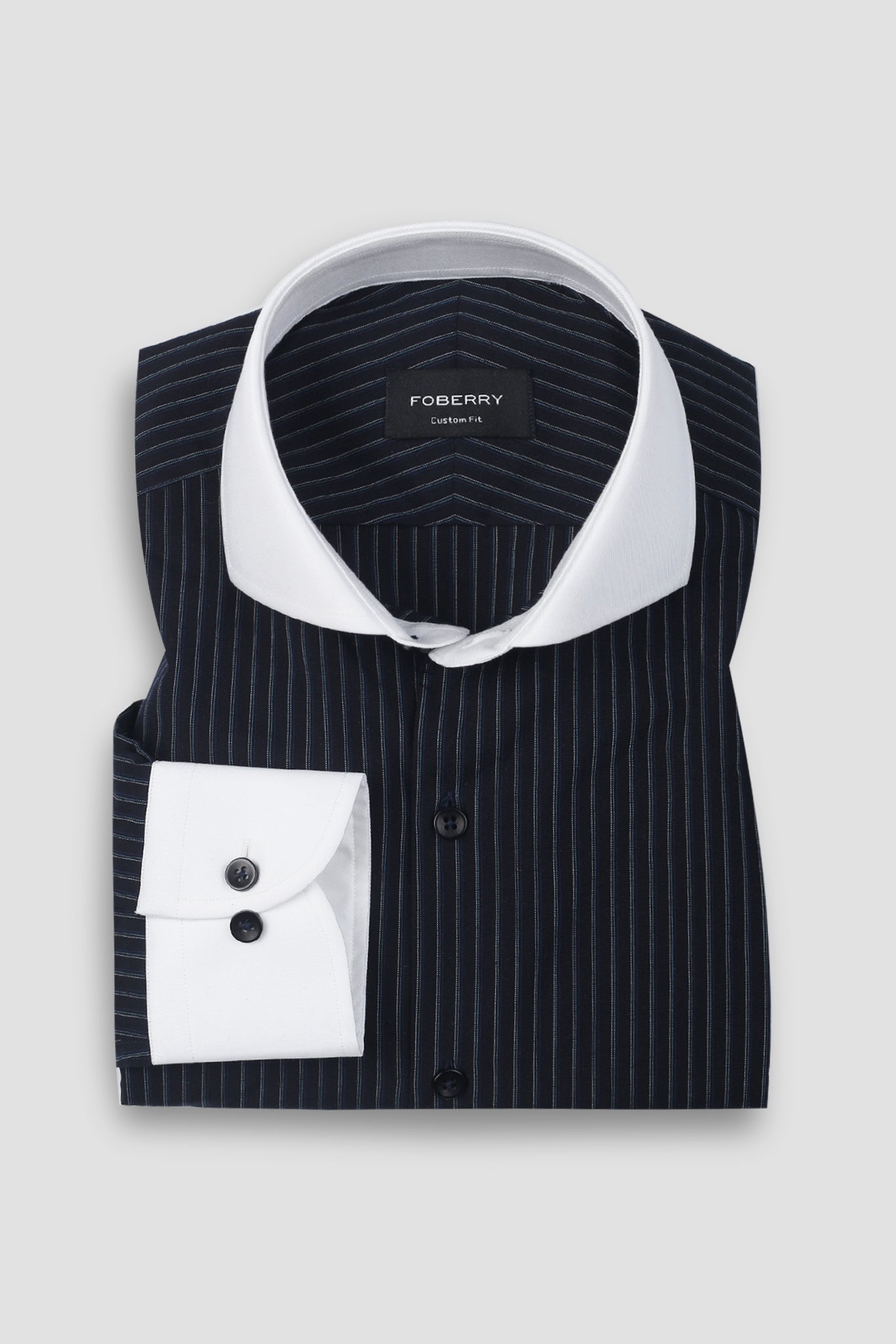Blue And Black Hairline Striped Shirt