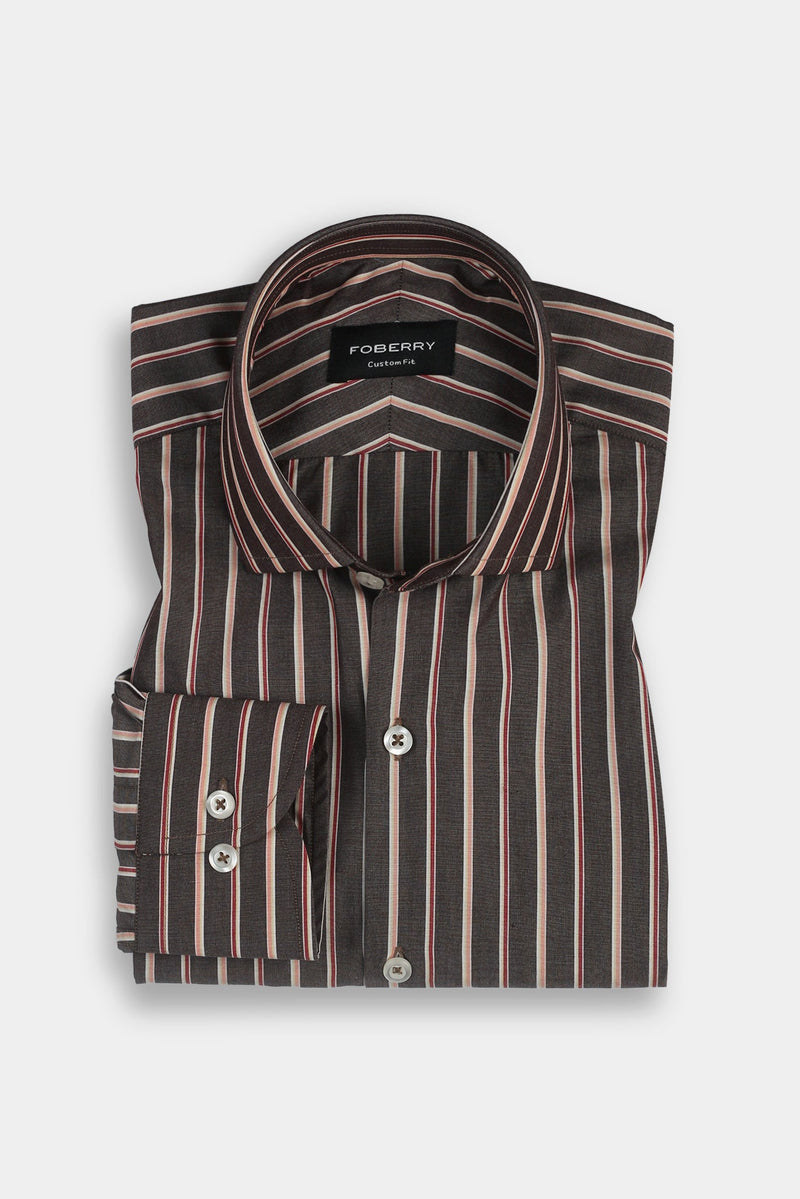 Multi Brown Balanced Striped Shirt