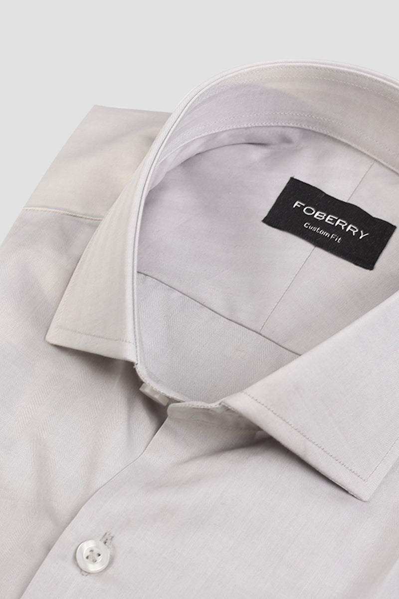 Light Grey Twill Striped Shirt