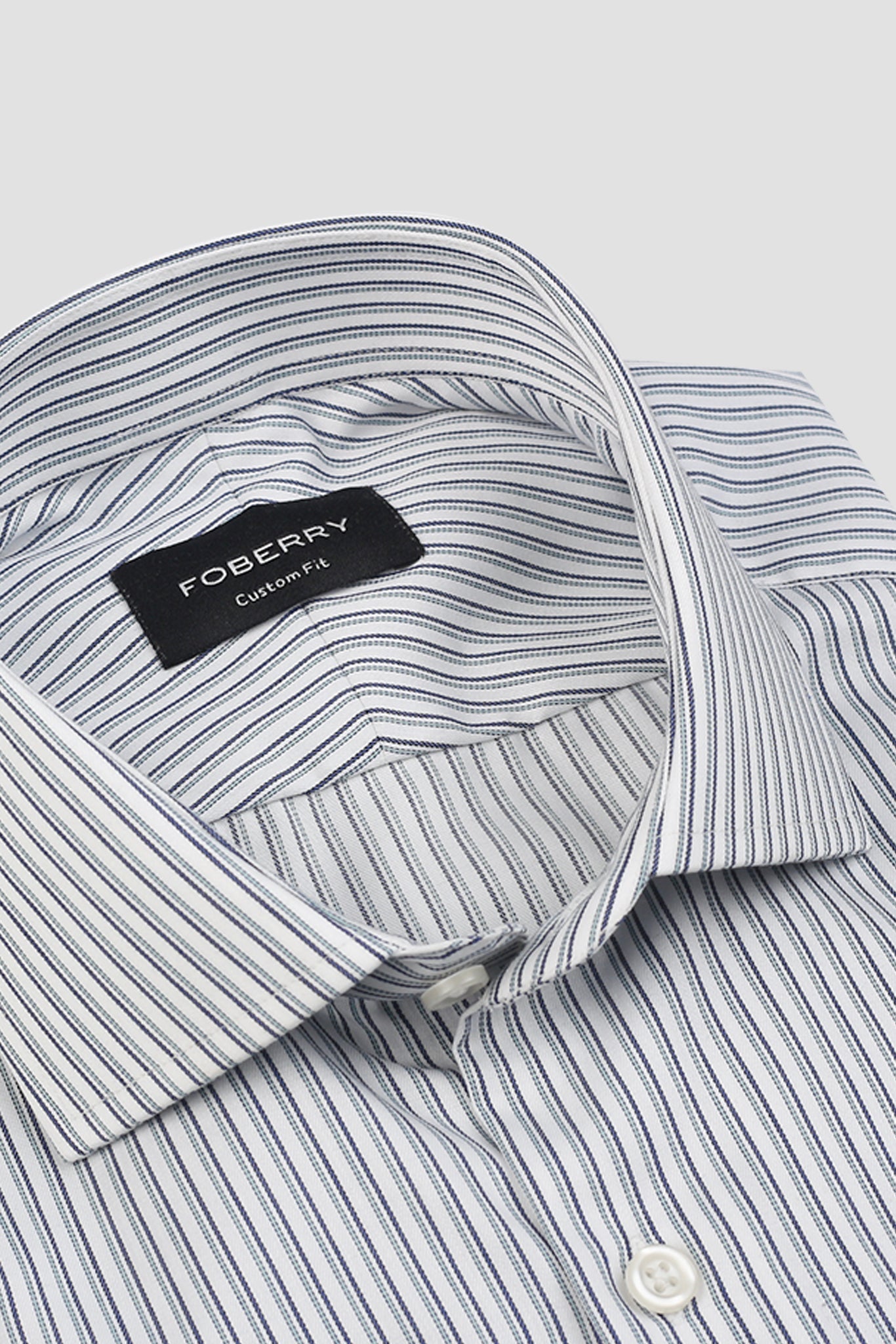 Midnight Blue With Green Parallel Striped Shirt