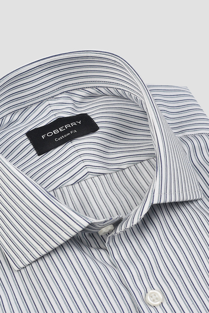 Midnight Blue With Green Parallel Striped Shirt
